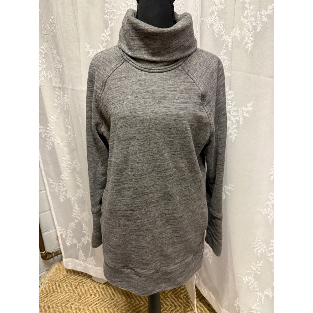 Lululemon Cowl Neck Tunic Sweatshirt Gray Space Dye  Sz 6 Athleisure Fall Cozy